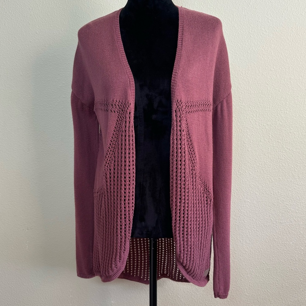 Element top women large cotton blend long sleeve open front cardigan sweater